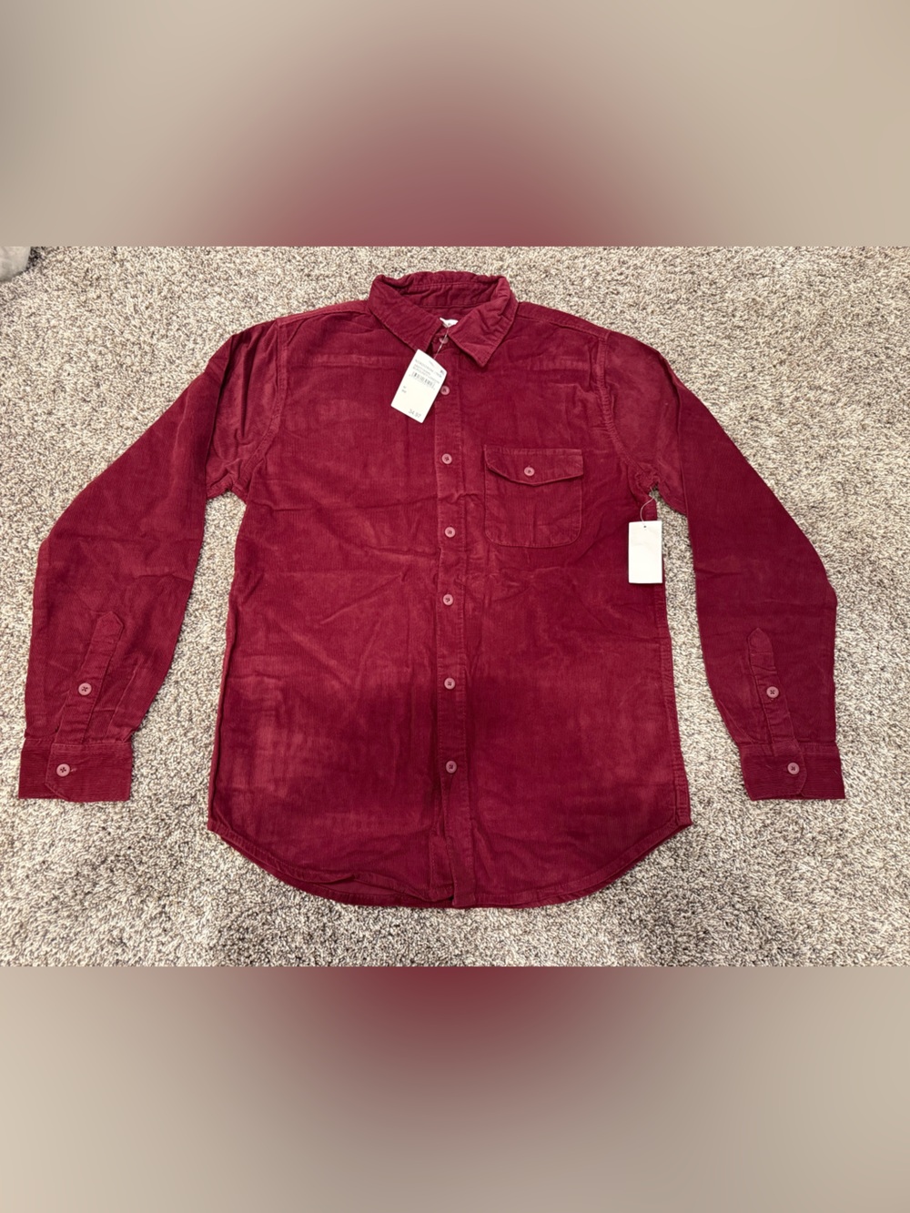 Abound Corduroy Button Down Shirt Burgundy Long Sleeve NWT S M XL